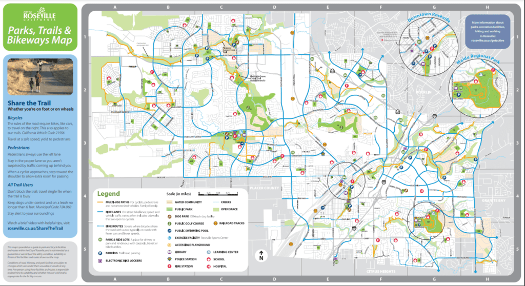 Roseville Parks, Trails & Bikeways Map